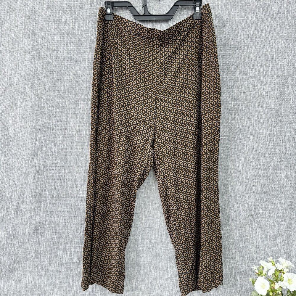 Limelight Women’s Viscose Pants Sz L Brown high rise Straight Leg Casual Geometr